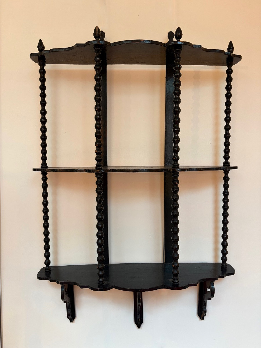 Etagère  murale en bois noirci torsadé d'époque Napoléon III-photo-2