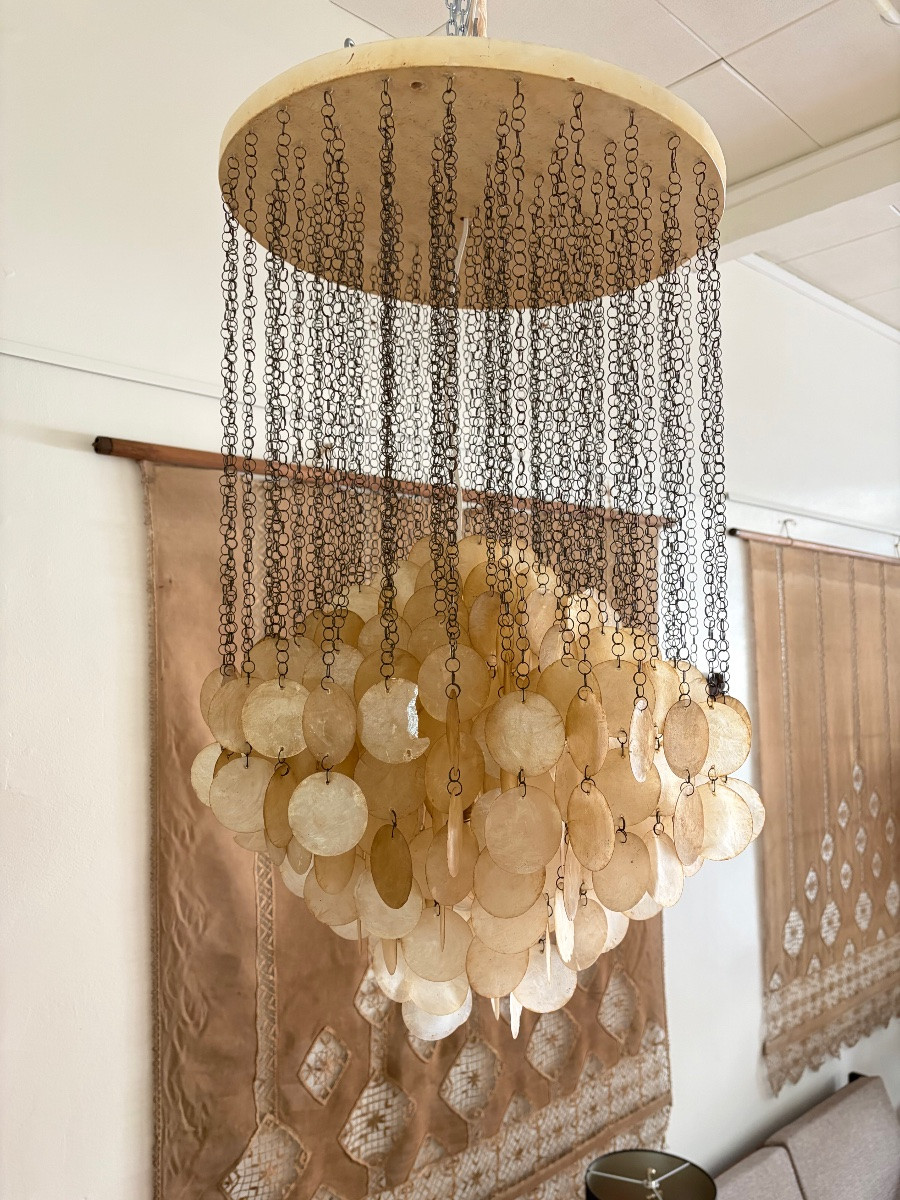 Lustre à pampilles de nacre  par Verner Panton, Années 70.-photo-2