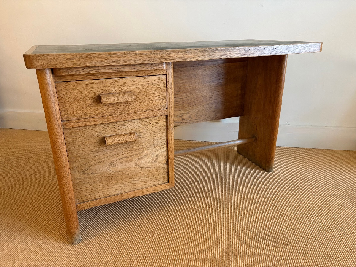 Bureau moderniste en chêne des années 40.-photo-2