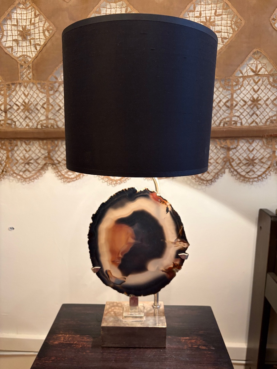 Lampe agate attribuée à Willy Daro vers 1970.-photo-2