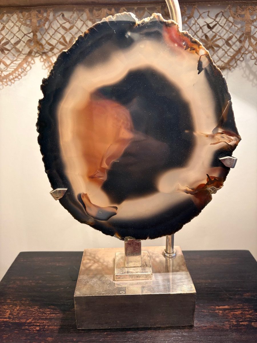 Lampe agate attribuée à Willy Daro vers 1970.-photo-3