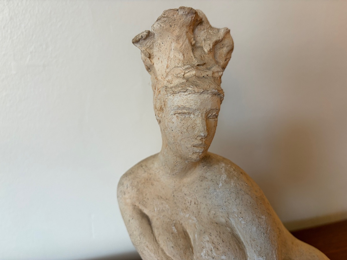 Sculpture " Femme à la coiffe " signée Quentin.-photo-5