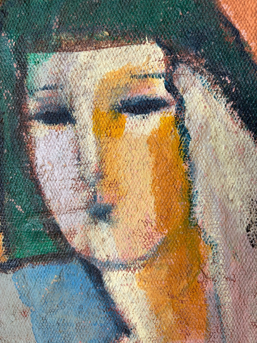 Oil On Canvas, Portrait Of A Woman.-photo-3