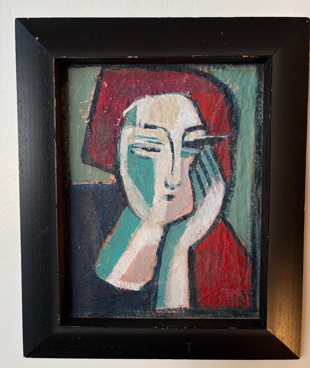 HUILE SUR TOILE, PORTRAIT DE FEMME.