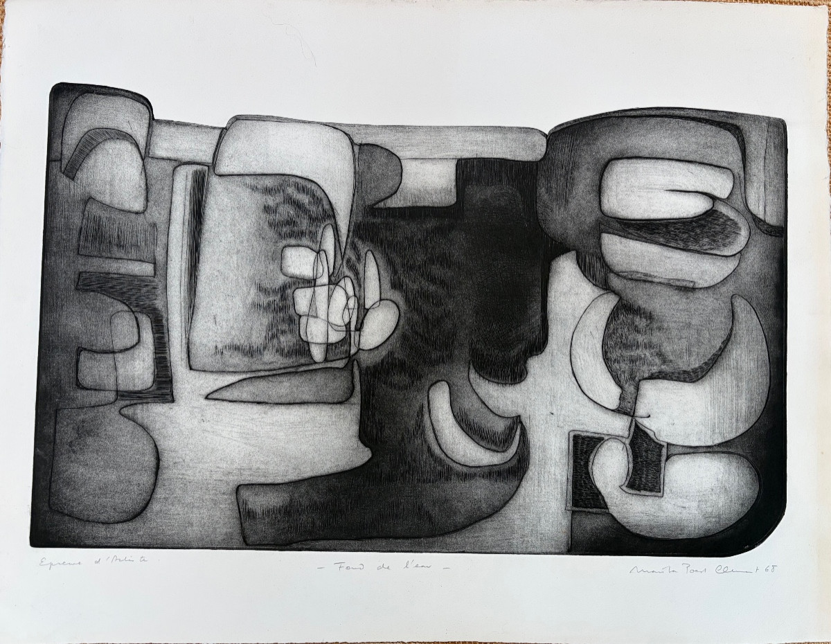 Marita Poest Clément, Lithograph, Artist's Proof, Fond De l'Eau, 1965.