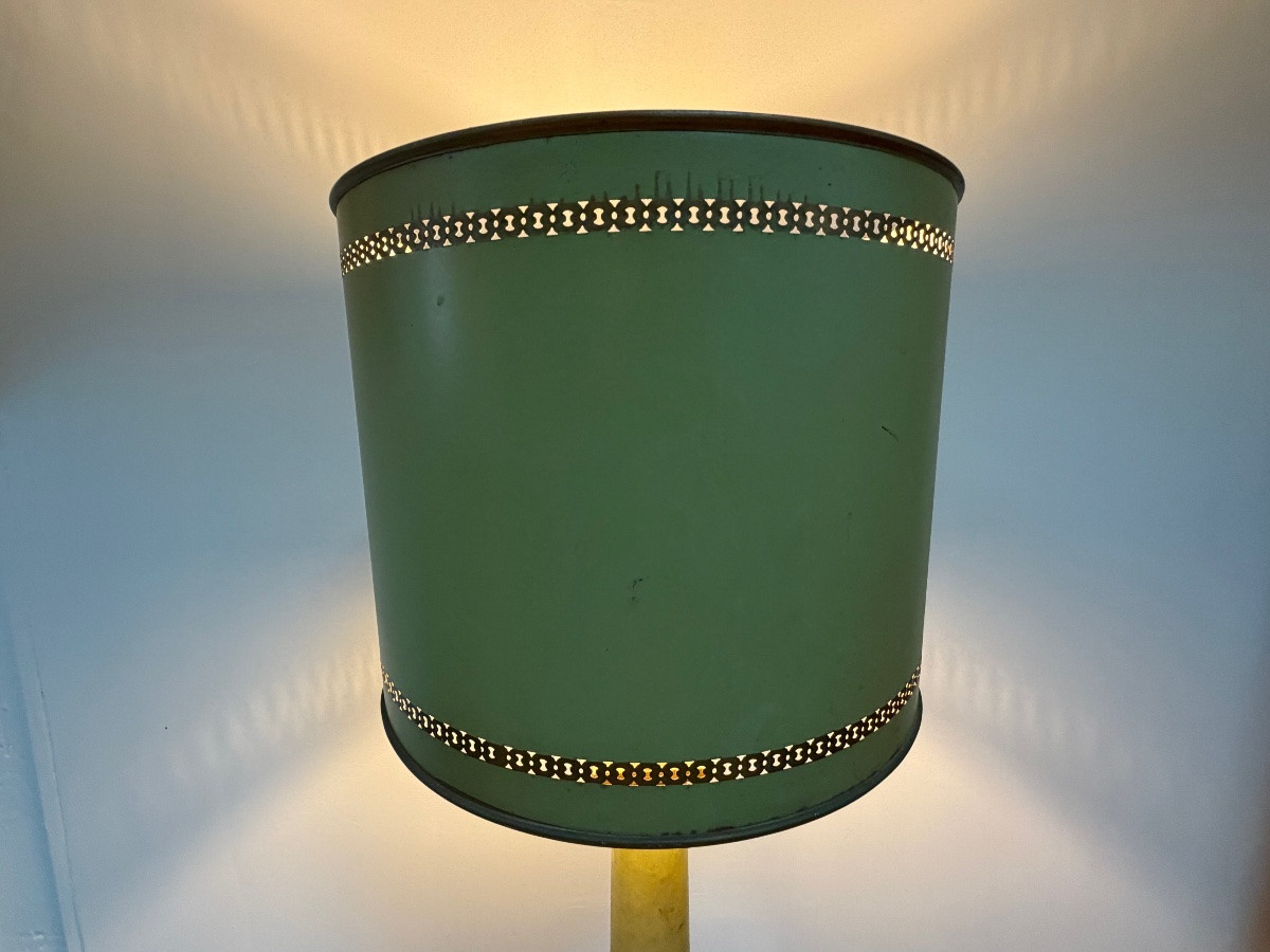 Lampe Carcel en tôle verte et dorée, Fin XIXème-photo-4