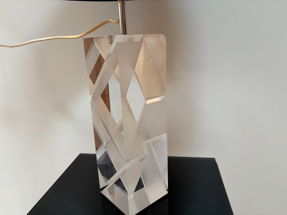 Sculpted Plexiglass Lucite Lamp By Alessio Tasca, Italy, Circa 1970.-photo-4