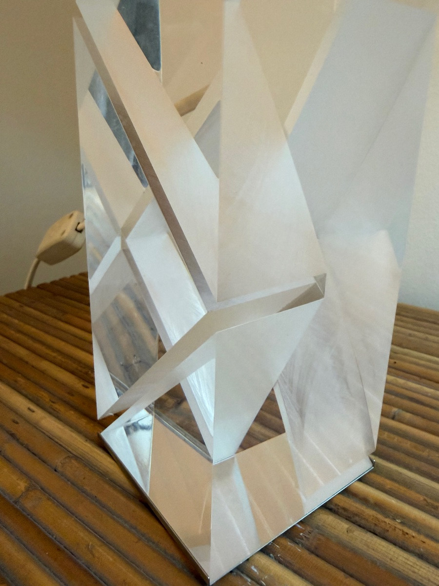 Sculpted Plexiglass Lucite Lamp By Alessio Tasca, Italy, Circa 1970.-photo-5