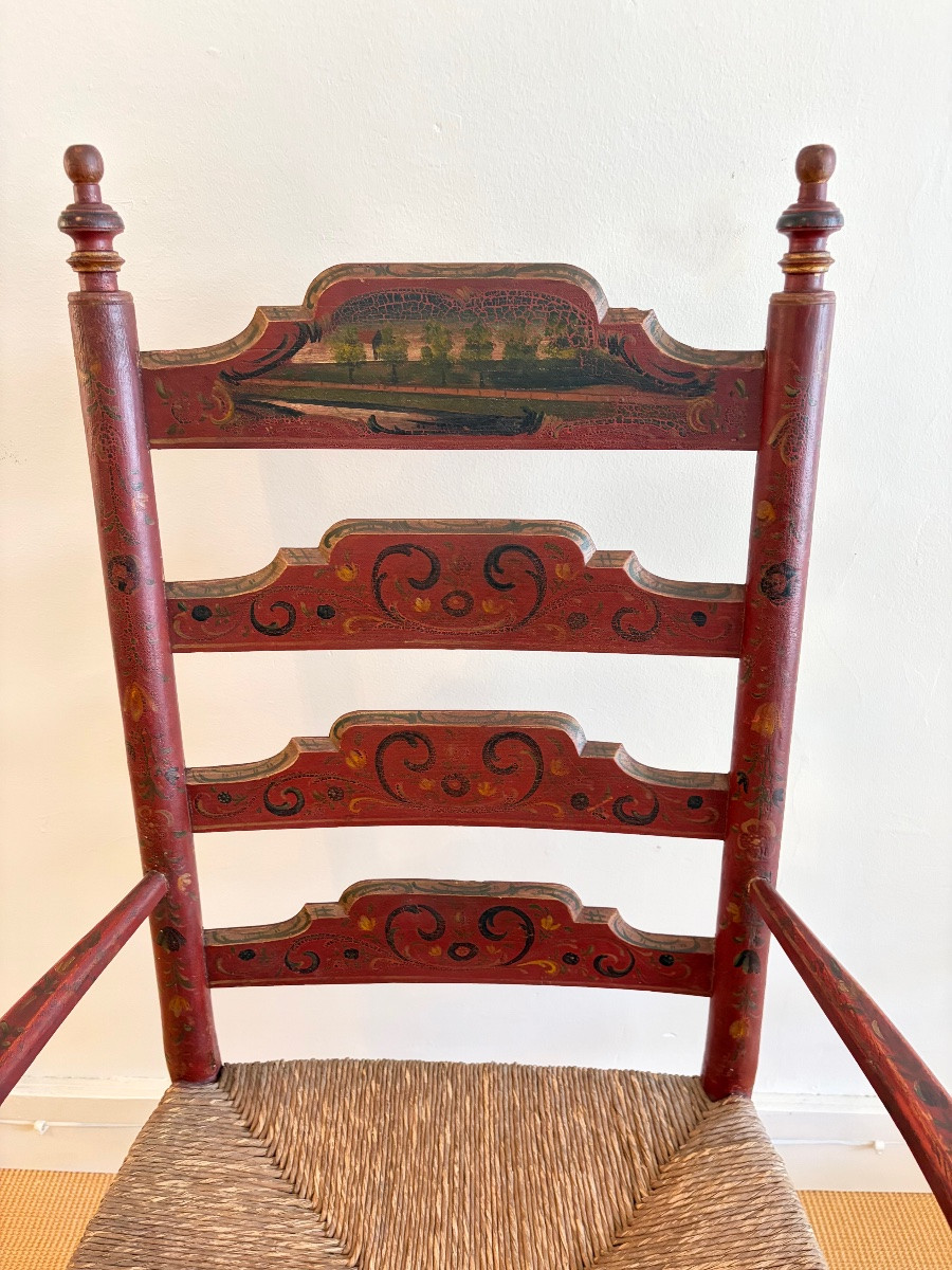 Fauteuil Hollandais en bois peint, Epoque XIXème.-photo-2
