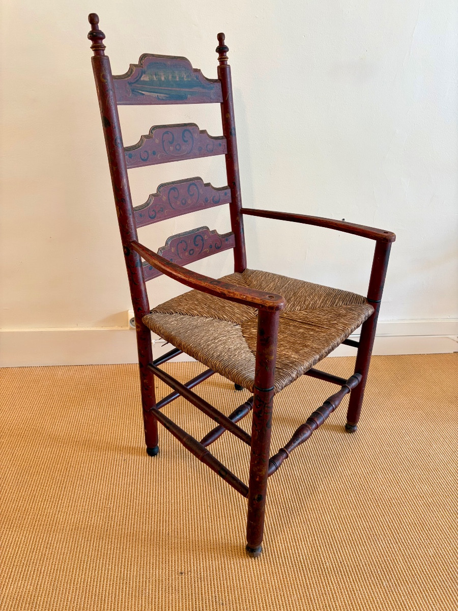 Fauteuil Hollandais en bois peint, Epoque XIXème.