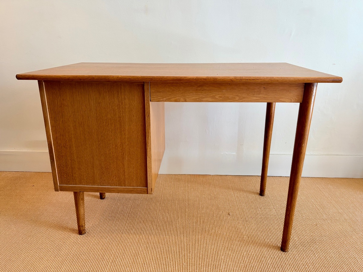 Bureau vintage en chêne des années 60-photo-2