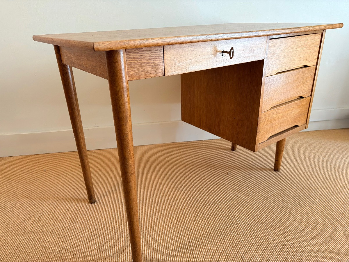 Bureau vintage en chêne des années 60-photo-2
