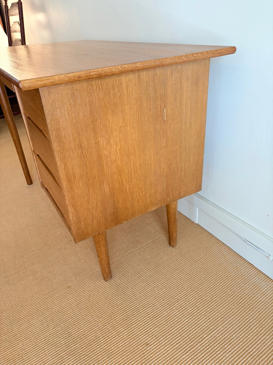 Bureau vintage en chêne des années 60-photo-3