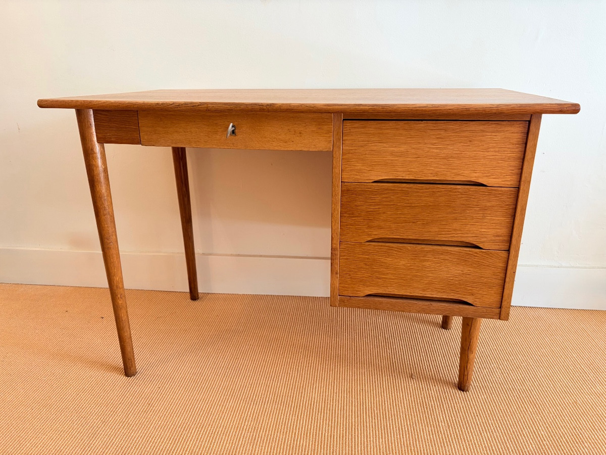 Bureau vintage en chêne des années 60