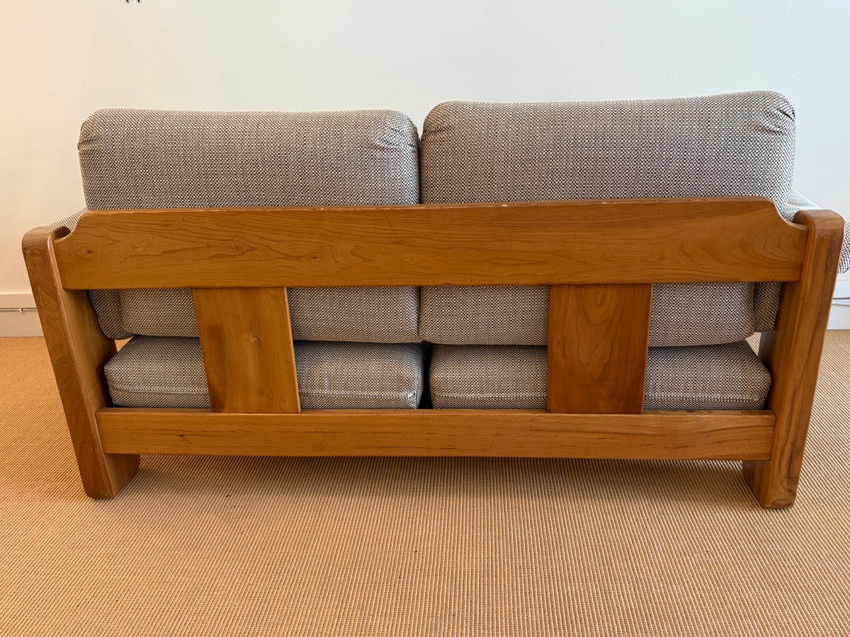 Pair Of Solid Elm Sofas, Maison Regain.-photo-2