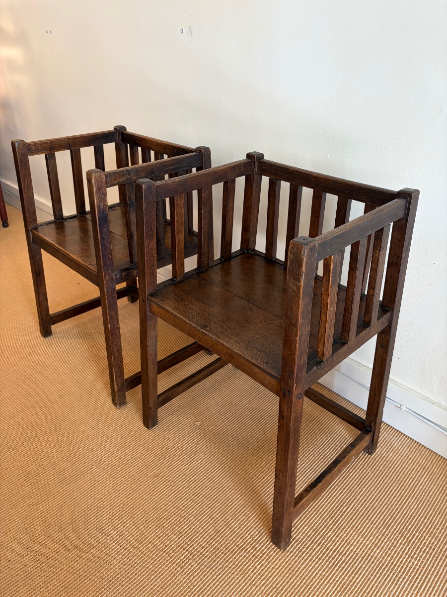 Pair Of Art And Crafts Armchairs, Circa 1940.-photo-4