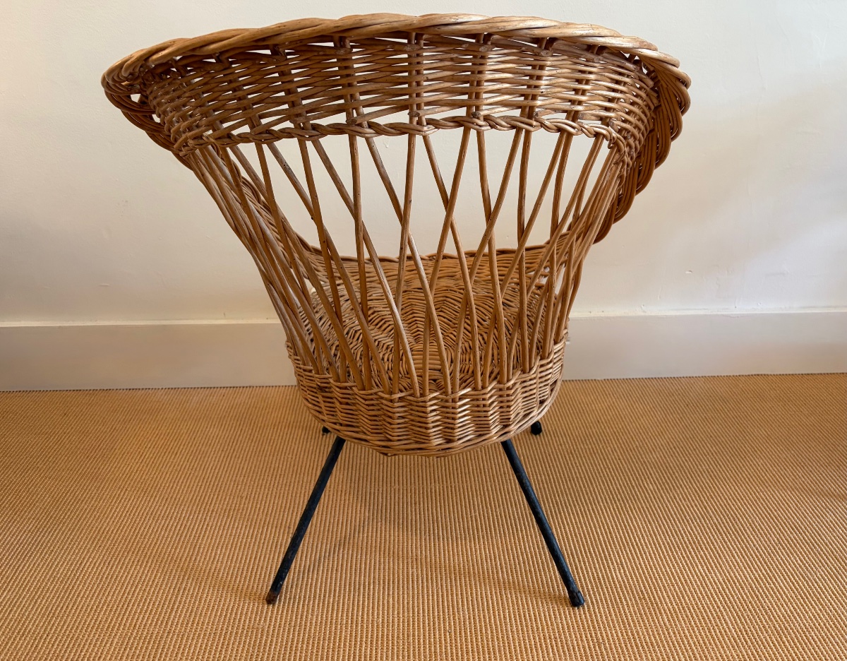 Pair Of Rattan Armchairs And Table, Circa 1970.-photo-2