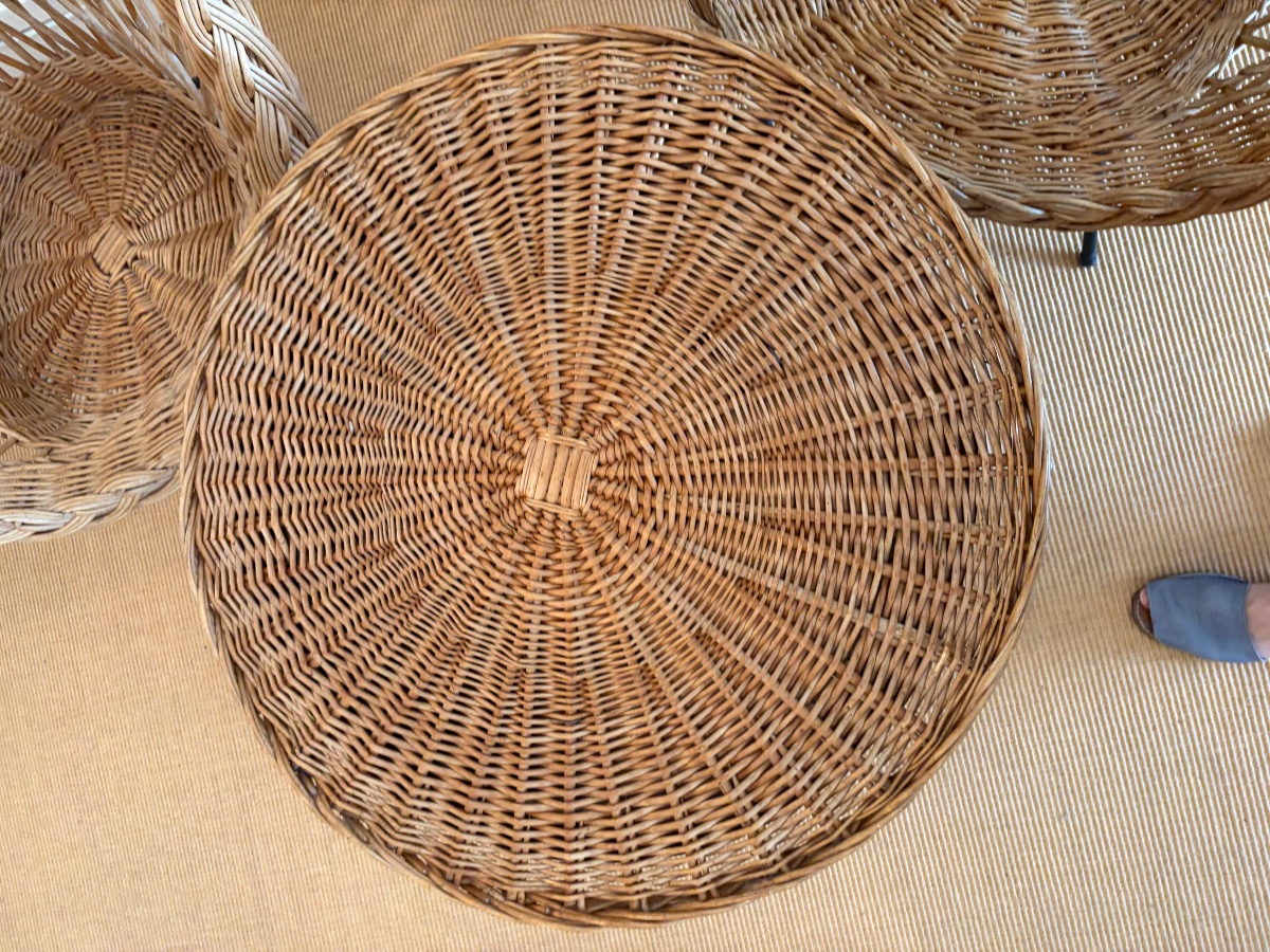 Pair Of Rattan Armchairs And Table, Circa 1970.-photo-6