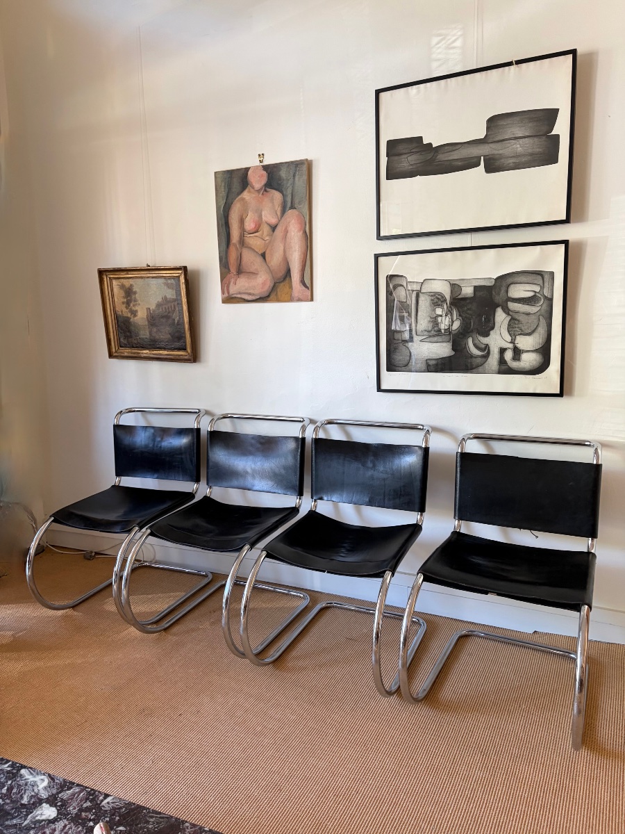 Set Of 4 Mr10 Chairs By Mies Van Der Rohe For Knoll, Circa 1970.-photo-2