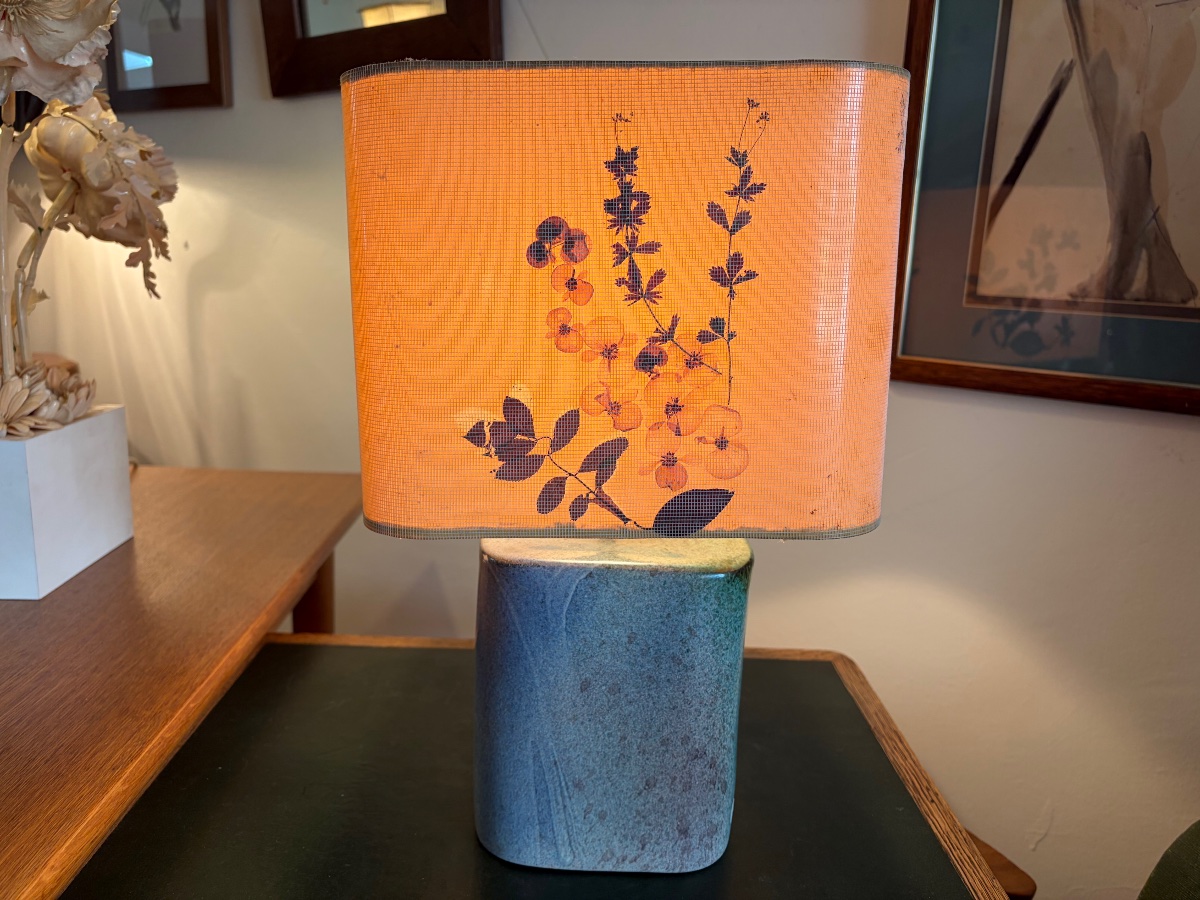 Lampe en céramique bleue, vers 1960.-photo-2