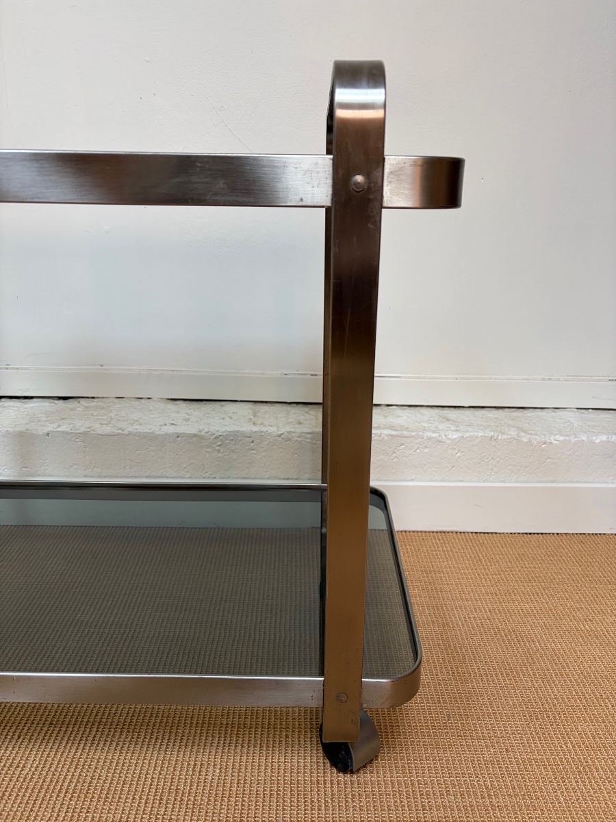 A Brushed Aluminum Side Table From The 1970s.-photo-3