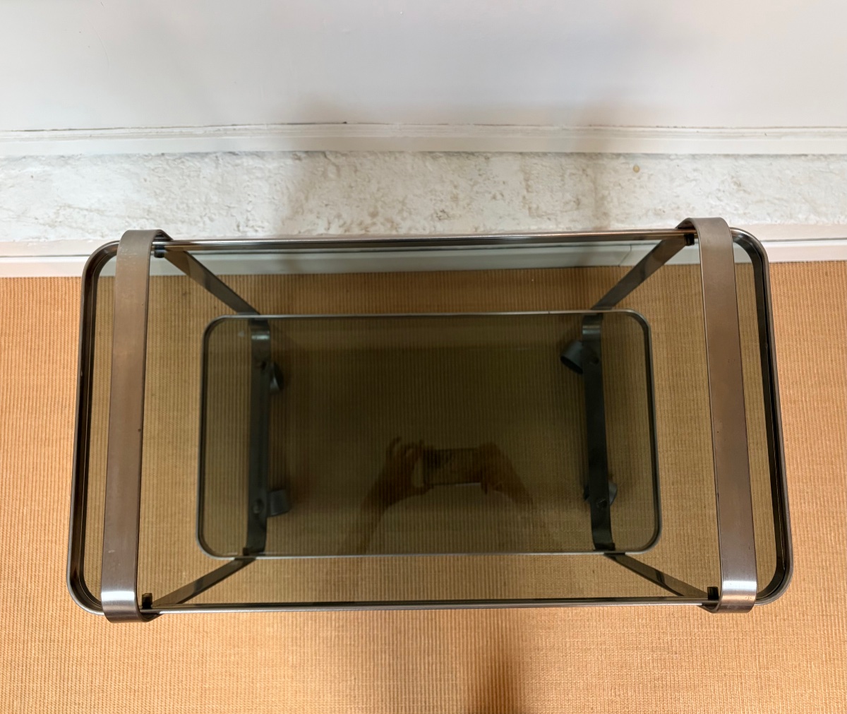 A Brushed Aluminum Side Table From The 1970s.-photo-4