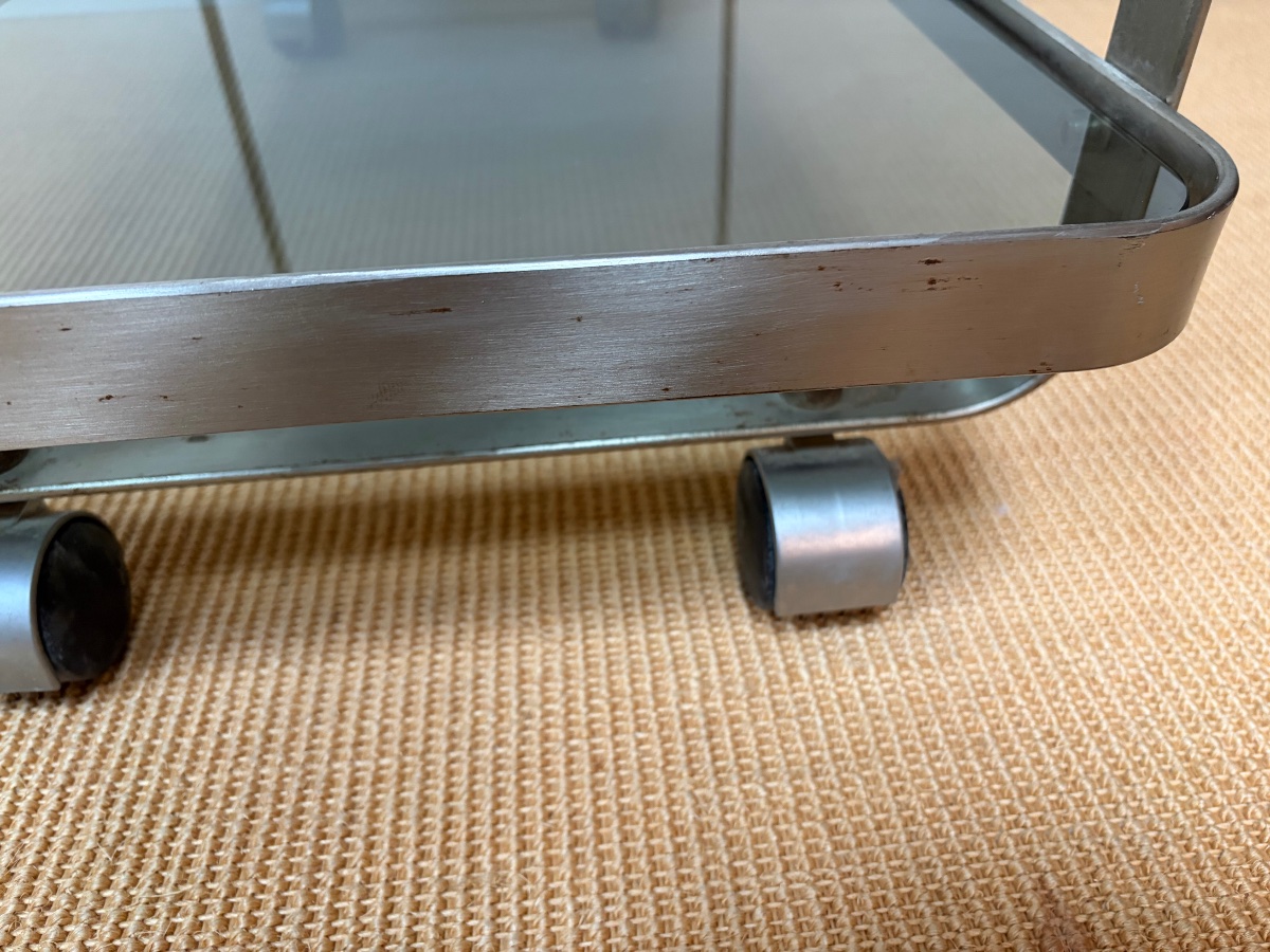 A Brushed Aluminum Side Table From The 1970s.-photo-2
