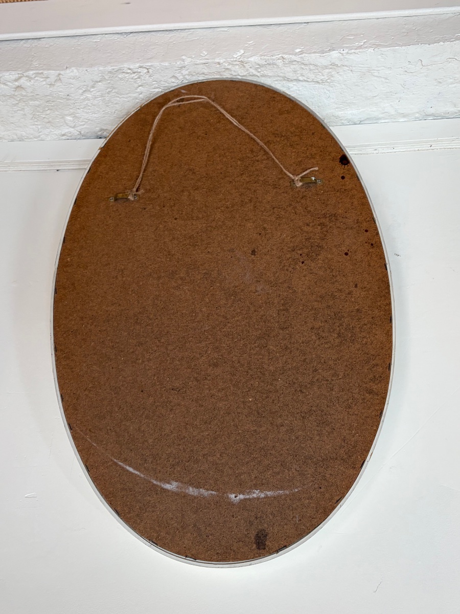 Set Of 4 Oval Mirrors Made Of White-lacquered Wood, Circa 1970.-photo-5