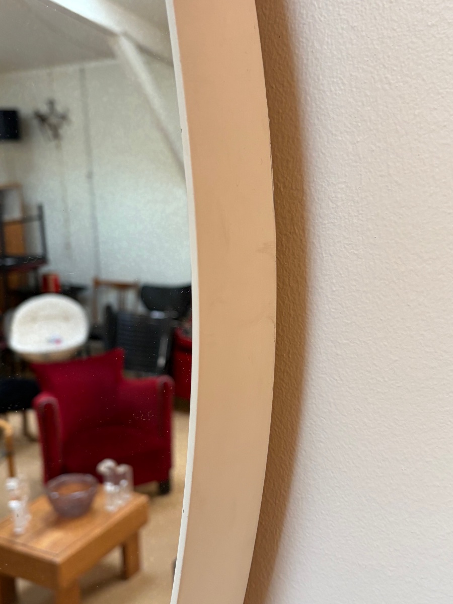 Set Of 4 Oval Mirrors Made Of White-lacquered Wood, Circa 1970.-photo-6