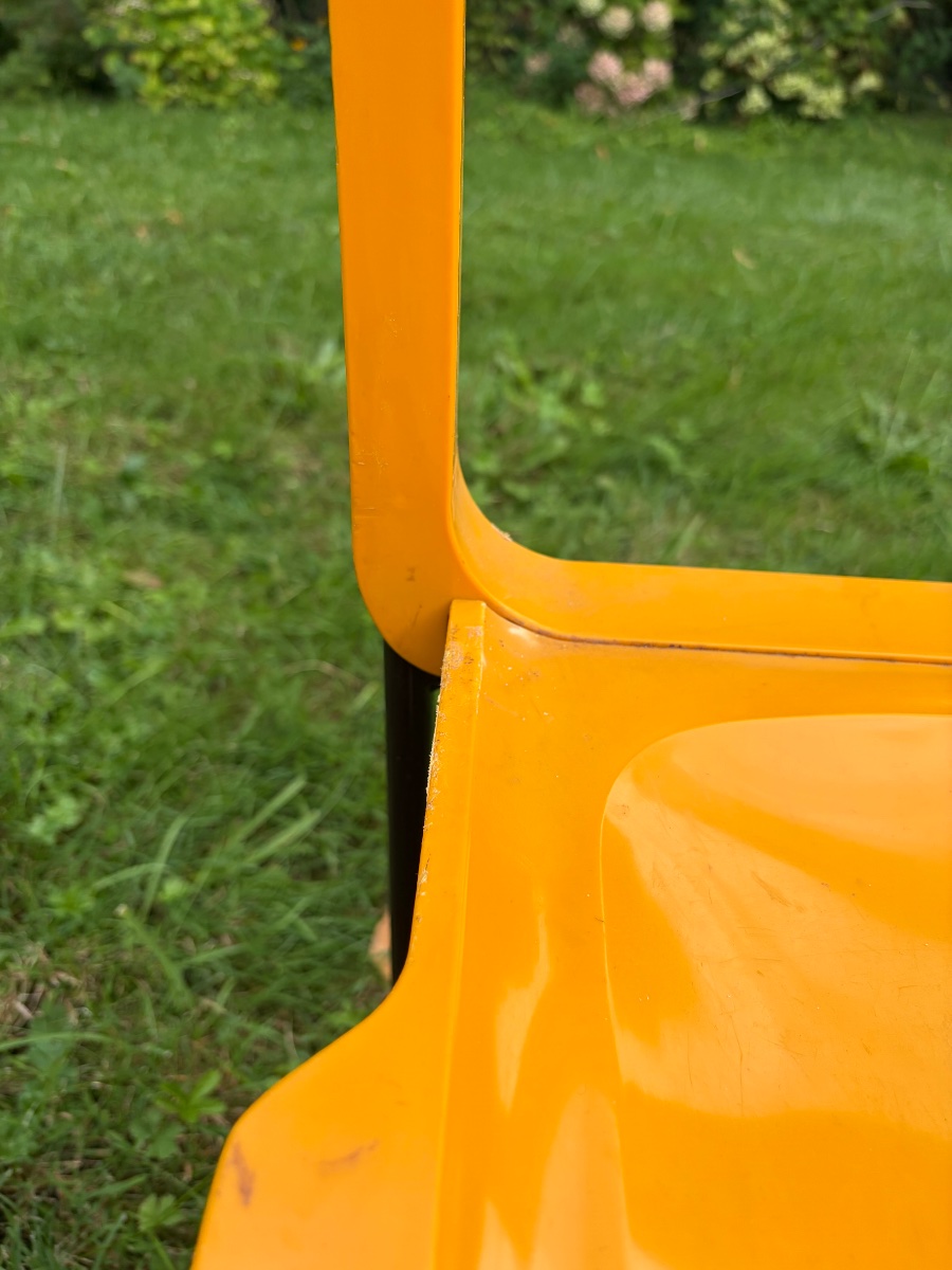 Set Of 10 Bright Orange Chairs, Grosfillex, 1970s.-photo-1