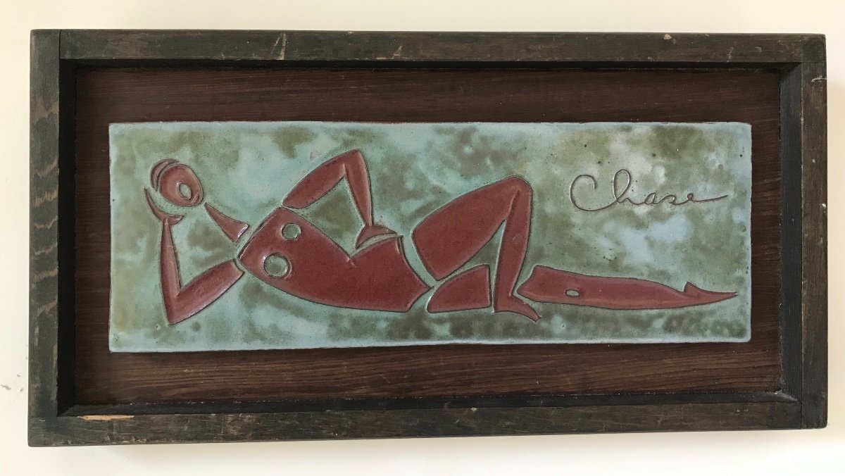 Glazed Ceramic Plaque, Moore Ish, By Adèle Chase (1917-2000)