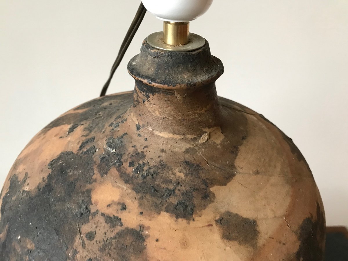 Large Terracotta Lamp, 19th Century.-photo-4