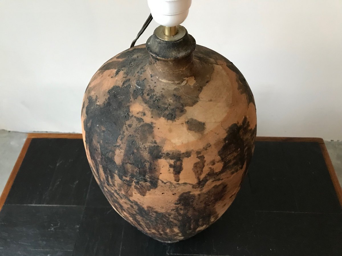 Large Terracotta Lamp, 19th Century.-photo-5