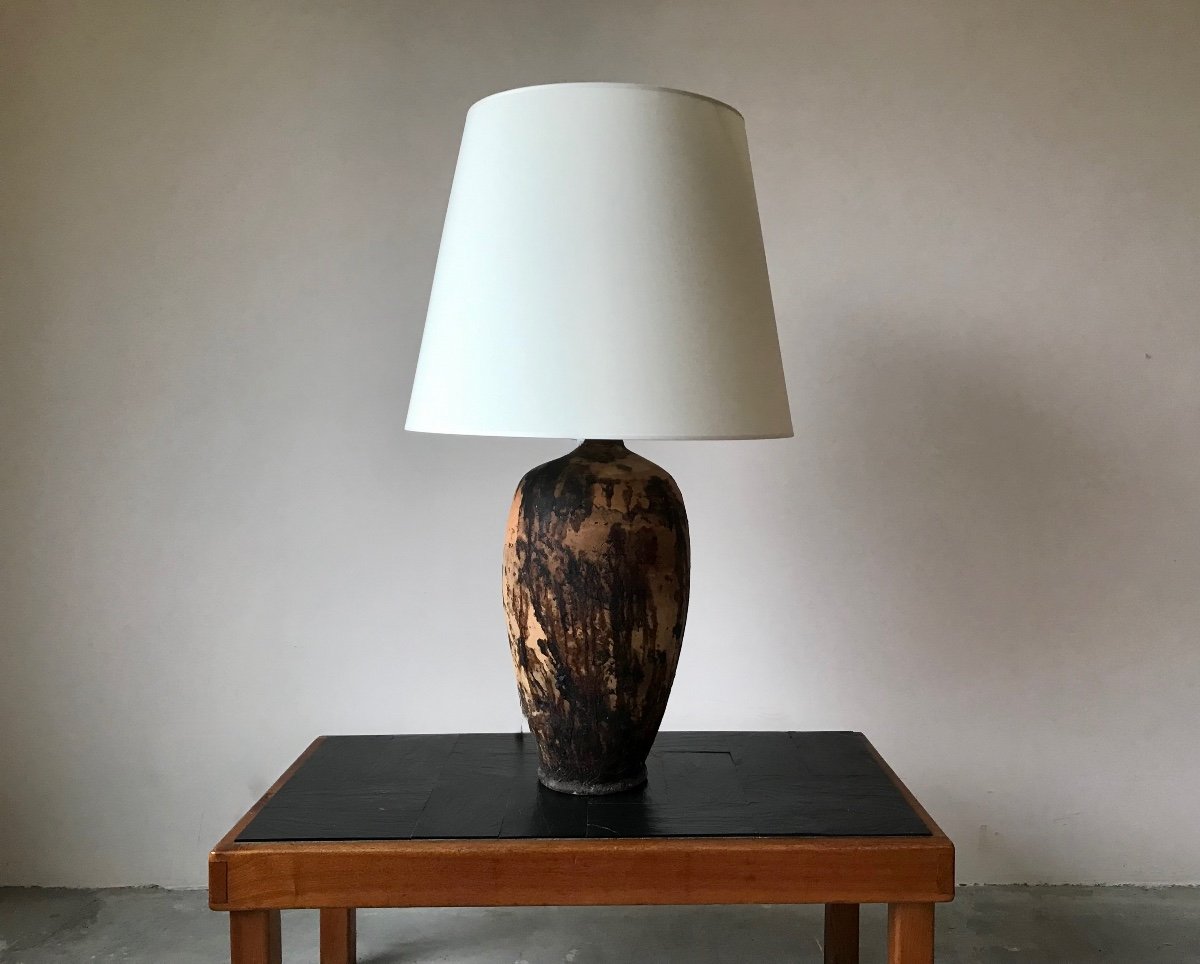 Large Terracotta Lamp, 19th Century.