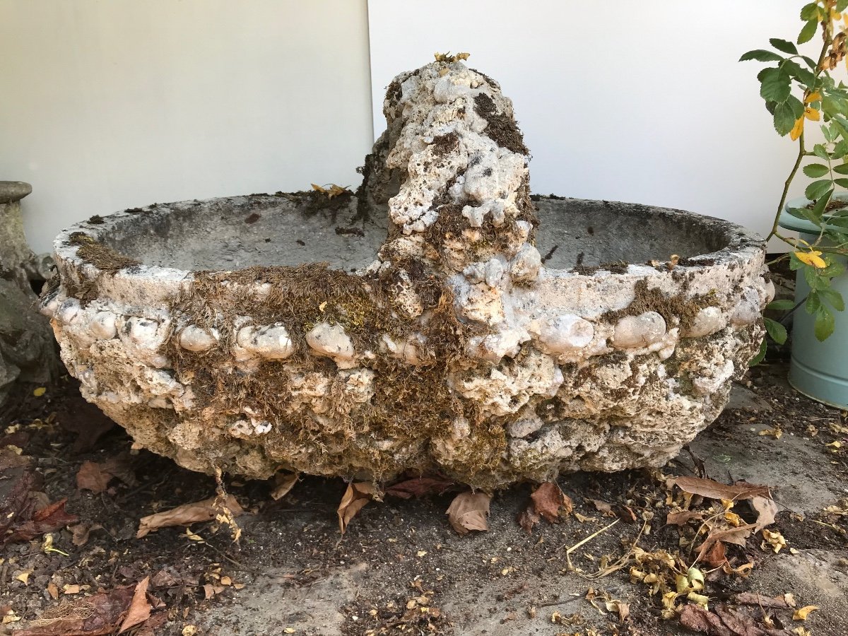 Cement Basket Planter, Circa 1950.