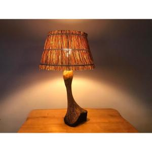 Brutalist Wooden Lamp.