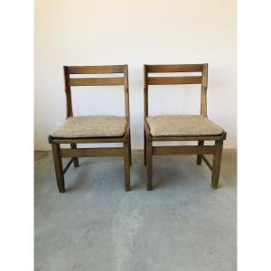 Pair Of Oak Chairs By Guillerme And Chambron, Circa 1960.