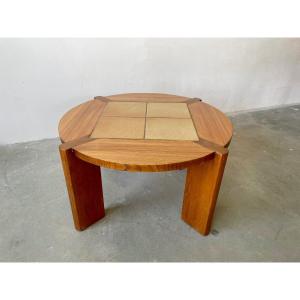 Table basse en orme massif, Maison Regain, vers 1970.