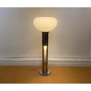 Lampadaire Italien en verre de Murano et Chrome édité par Mazzega dans les années 70.