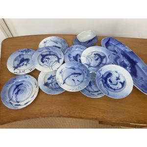 Keller And Guerin For Luneville, Japanese Art Nouveau Fish Service.