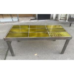 Table basse en céramique verte par Roger Capron.