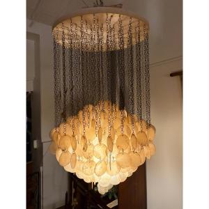 Lustre à pampilles de nacre  par Verner Panton, Années 70.