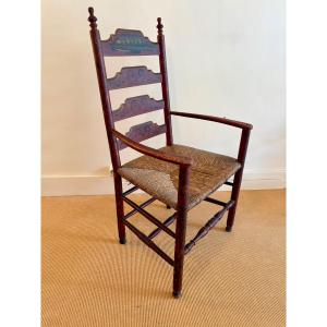 Fauteuil Hollandais en bois peint, Epoque XIXème.