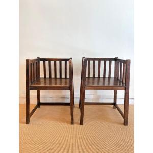 Pair Of Art And Crafts Armchairs, Circa 1940.