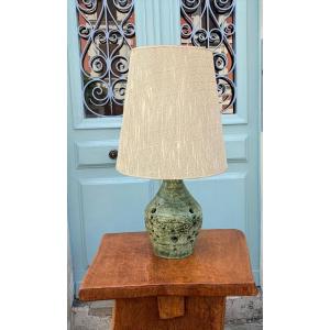 Lampe en céramique verte, vers 1960.