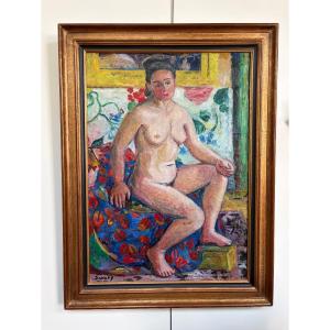 Robert Savary (1920-2000), Nu féminin, huile sur toile , 1947.