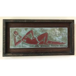 Glazed Ceramic Plaque, Moore Ish, By Adèle Chase (1917-2000)