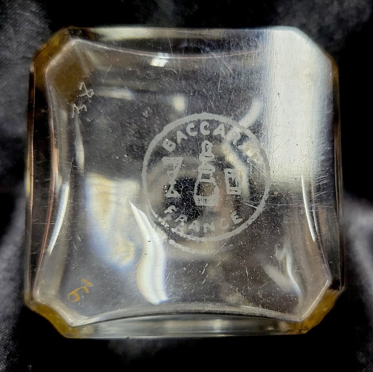 Baccarat, Antique Art Deco Gold Crystal Perfume Bottle.-photo-2