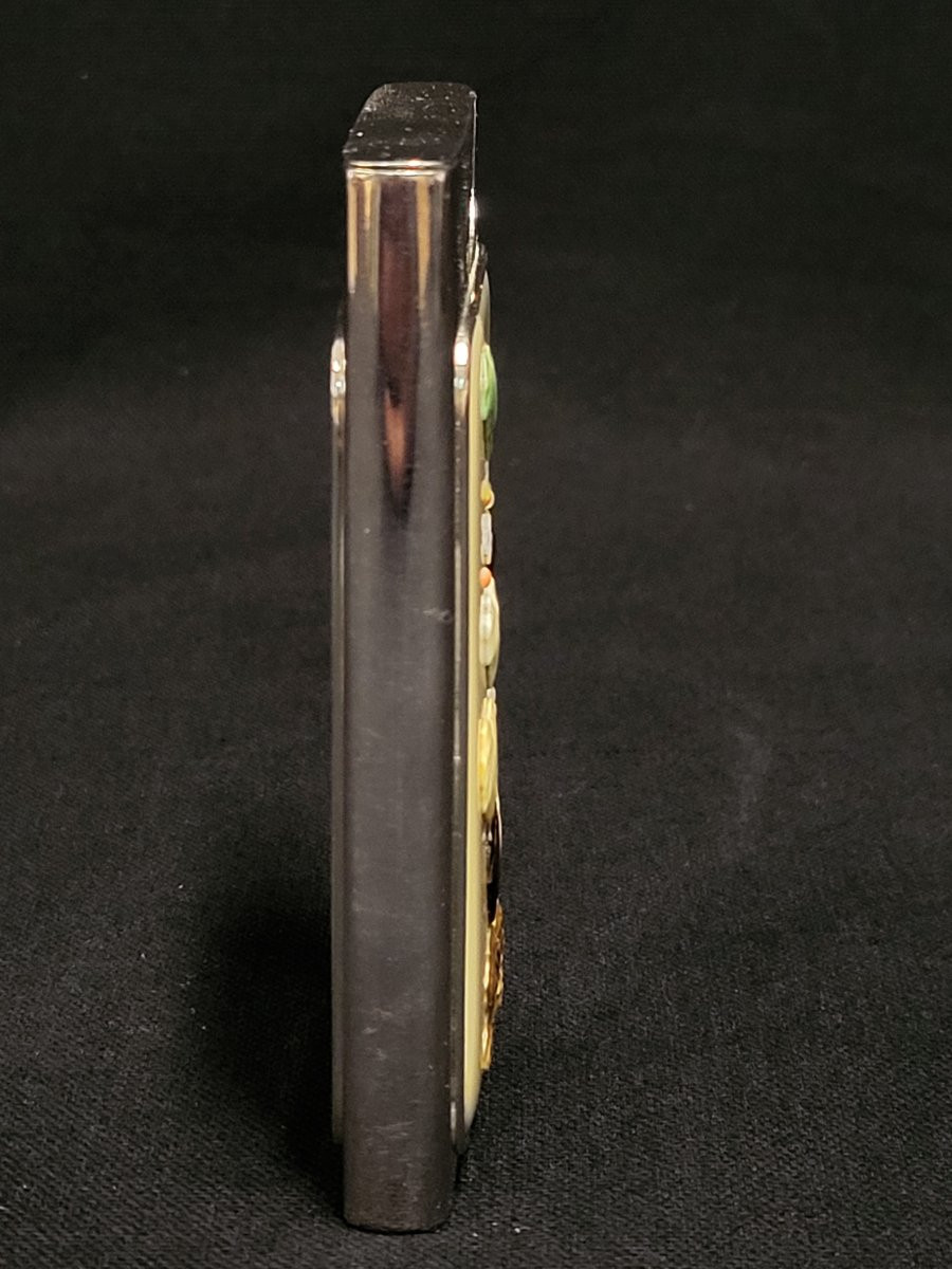 Etui à cartes, Japon periode Meiji. Argent massif et Shibayama sur ivoire.-photo-2