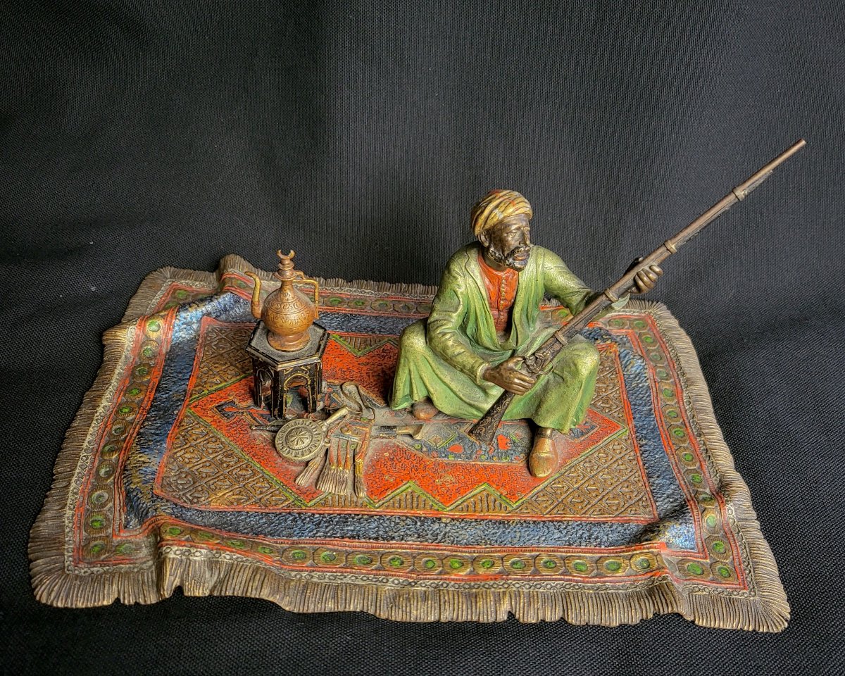 Franz Xavier Bergmann, Polychrome Orientalist Bronze From Vienna, "before The Fantasia"